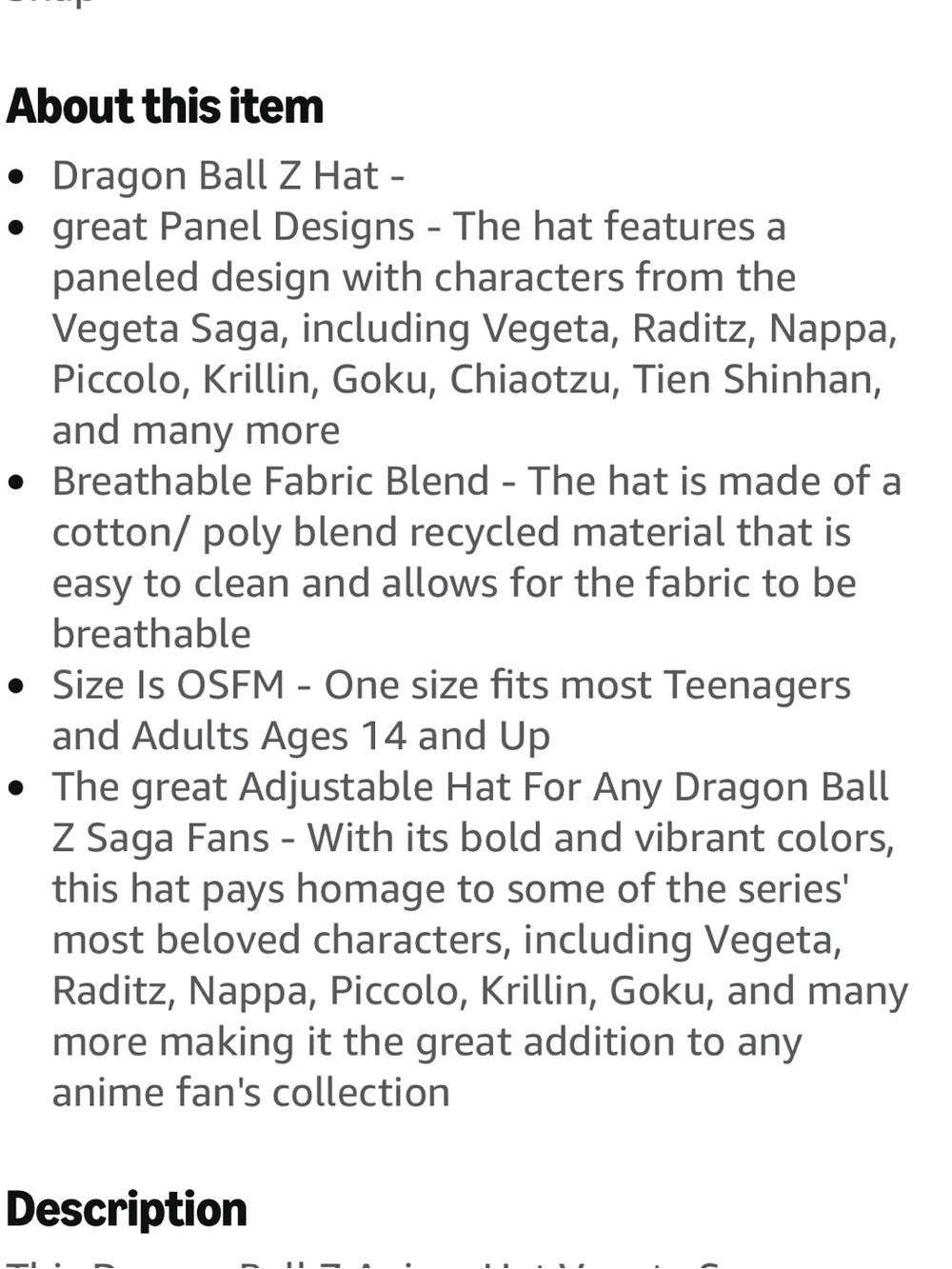 Dragon Ball Z Anime Multicolor Character Snapback Hat - Reg $30 - Picture 7 of 11